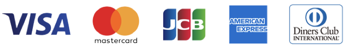 VISA, mastercard, JCB, AMERICAN EXPRESS, Diners Club INTERNATIONAL